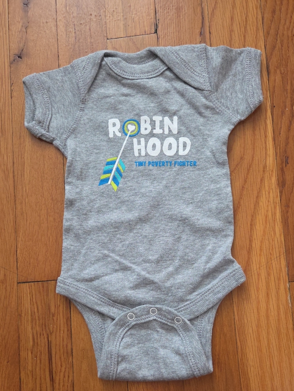 Rabbit Skins Gray 'Robin Hood' Graphic Baby One-Piece
